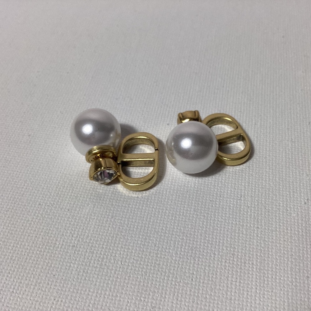 Dior Gold and White Pearl Earrings